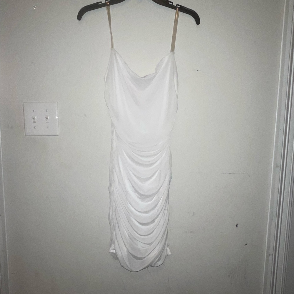 Elegant White Draped Dress